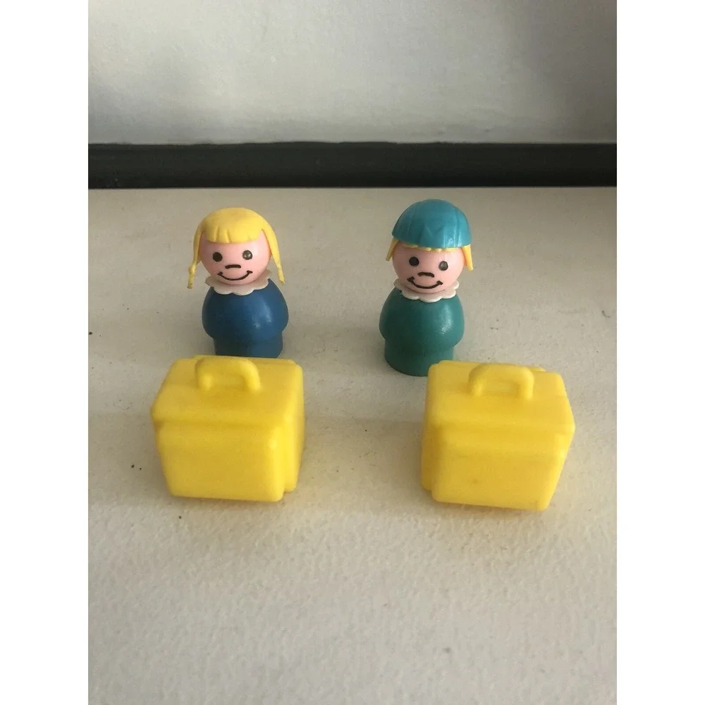 Vintage Fisher Price Little People Luggage Stewardess & Girl